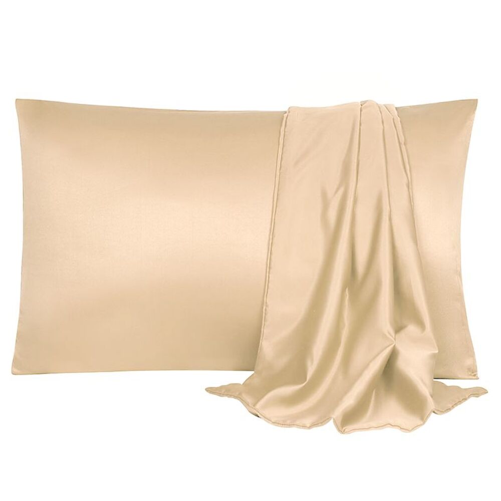 2pcs Silk Satin Pillowcase Soft Pillow Cases with Envelope Closure Champagne